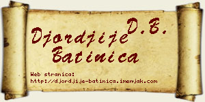 Đorđije Batinica vizit kartica